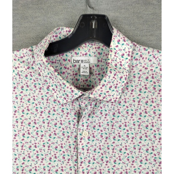 Bar III Mens Shirt Extra Large Purple Ditsy Floral Long Sleeve Button Up - Picture 1 of 9
